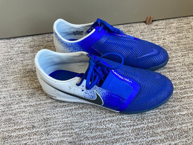 Men's Size 10 Nike Zoom Phantom Venom Soccer Indoor Turf Cleats White Blue