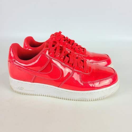 Nike Air Force 1 Pink Siren Red Patent Leather Low Top UV AJ9505-800 Women's 8