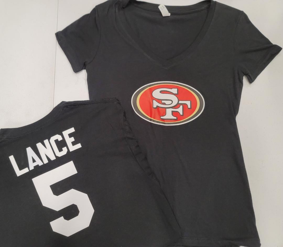 NFL Team Apparel WOMENS San Francisco 49ers JOE MONTANA V-Neck Football  Jersey Shirt BLACK