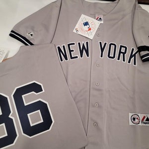 Majestic New York Yankees DAVID CONE 1995 Baseball JERSEY GRAY w/#7 (Mantle)