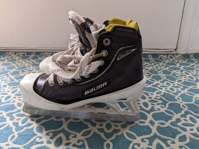 Junior Used Bauer Supreme One100 Hockey Goalie Skates Regular Width Size 4