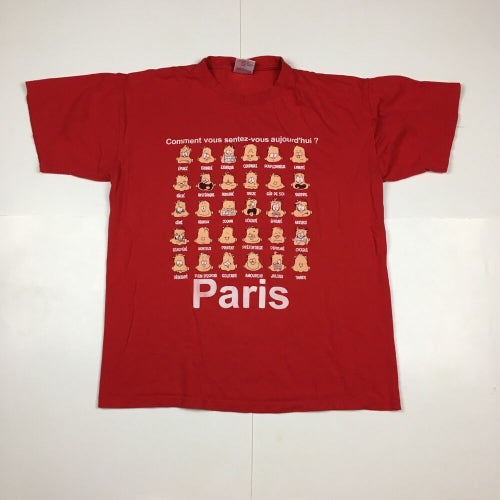 How Do You Feel Today Emotions Cartoon Faces Paris Tourism Red T-Shirt (Large)