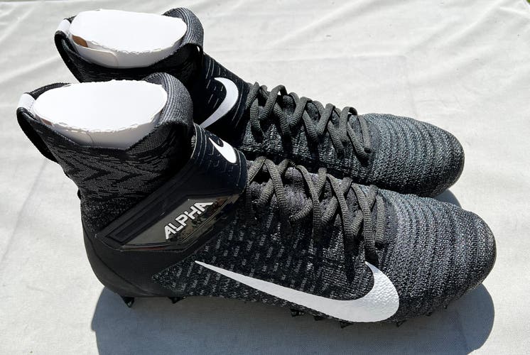 *NEW* Nike Alpha Menace Elite 2 Football Cleats, Black/White-Dark Grey, Men's 12