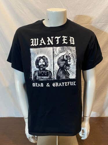 Wanted Dead & Grateful NOLA Mugshot Graphic T-Shirt Black 100% Cotton Large