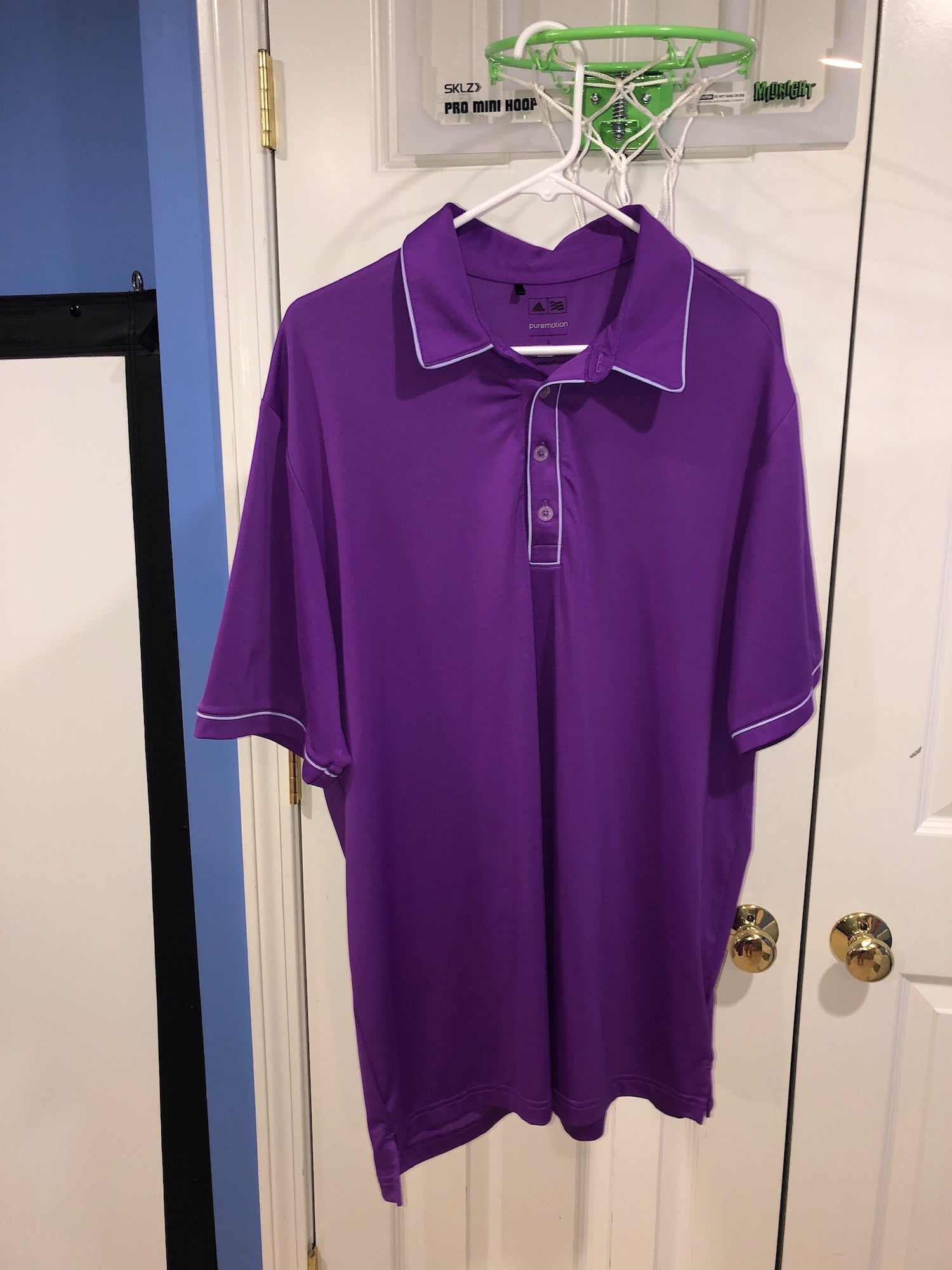 Adidas golf shirt large purple | SidelineSwap