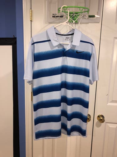Nike Golf Shirt Blue Stripes Large