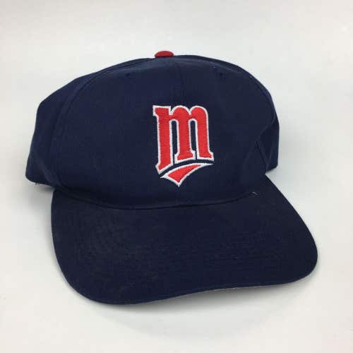 Vintage Minnesota Twins M Logo Snapback Hat Cap Blue Outdoor Cap Adjustable