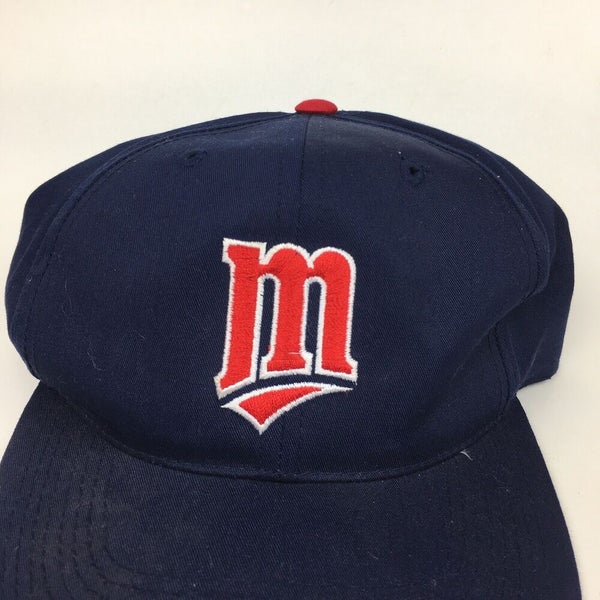 Vintage Minnesota Twins M Logo Snapback Hat Cap Blue Outdoor Cap