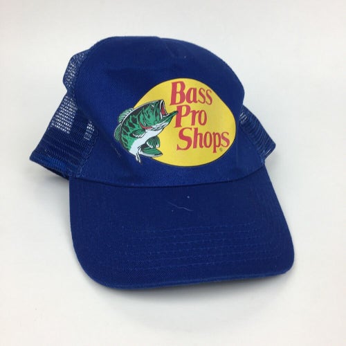 Bass Pro Shops Logo Mesh Trucker Snapback Hat Cap Dark Blue Adult Adjustable