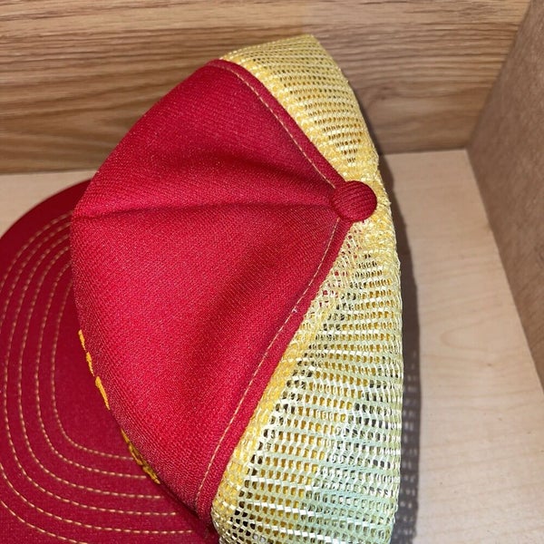 Vintage Farmer Hat New Holland Snapback Red Yellow USA Fourstar