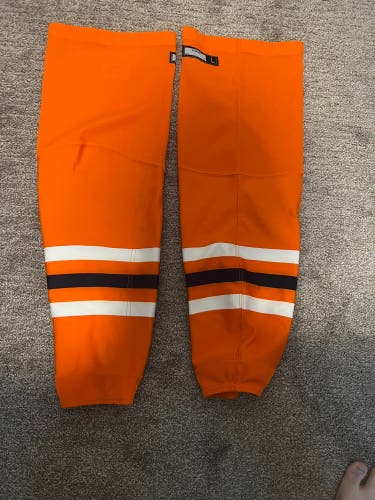 Orange Used Large CCM Socks Bakersfield Condors Pro Stock
