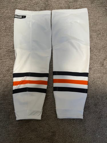 White Used Large CCM Socks Bakersfield Condors Pro Stock