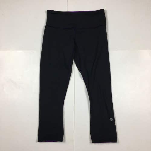 Lululemon Reversible Yoga Pants Black Purple Women's 3/4 Length Women's Size 4