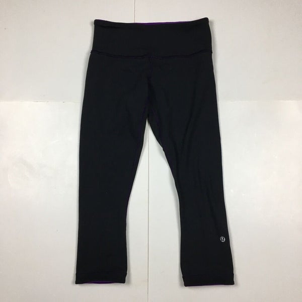 Lululemon Reversible Yoga Pants Black Purple Women's 3/4 Length