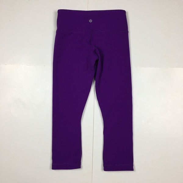 Lululemon Reversible Yoga Pants Black Purple Women's 3/4 Length