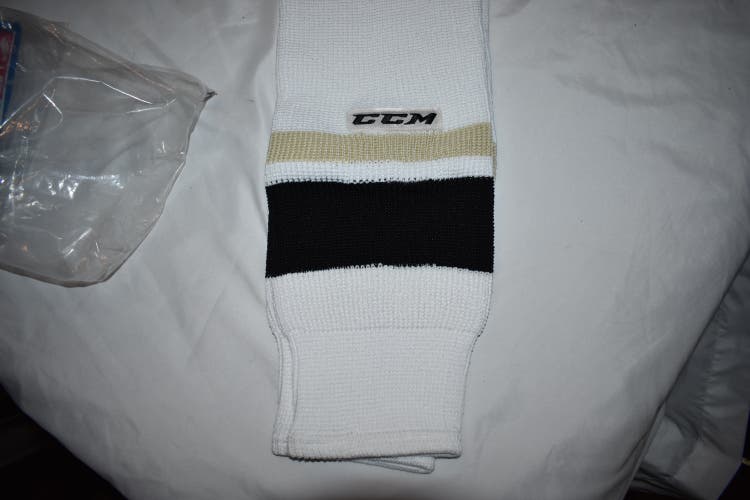 NEW - CCM PRO 30" Hockey Socks, White with Gold and Black