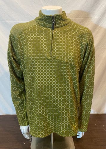 Spyder Green Cotton Blend 1/2-Zip Layering Shirt Men s Size Large Fast Shipping
