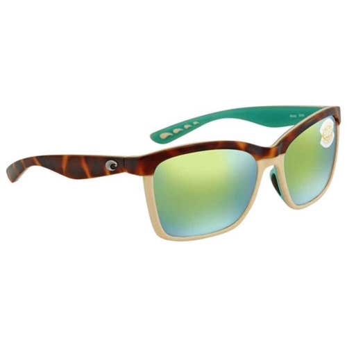 Costa Del Mar Anaa Shiny Retro Tortoise Shell Sunglasses Polarized Green Lenses