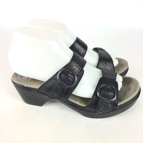 Dansko Sophie Slide Wedge Sandals Womens Black Snakeskin Leather Size 39 / 8