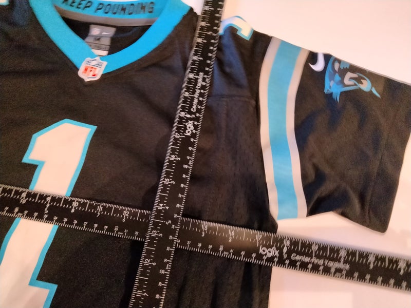 Nike NFL On Field Cam Newton #1 Carolina Panthers Black Jersey YOUTH Sz M  10-12