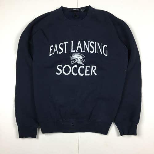 Vintage East Lansing High School Michigan Soccer Crewneck Sweatshirt Blue Sz S