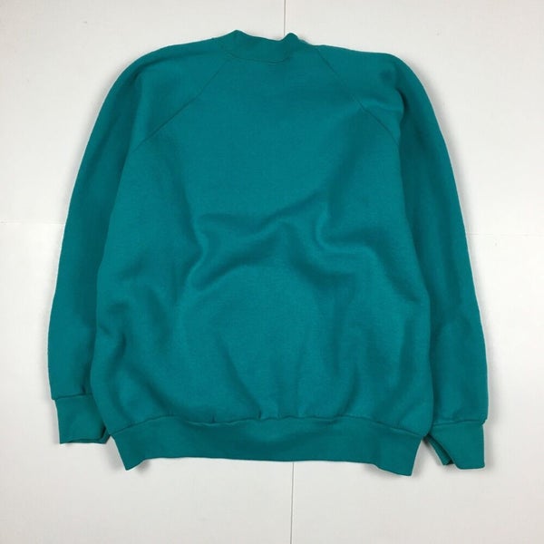 Vintage 90s Hand Painted Nature Teal Crewneck Sweatshirt Fruit of