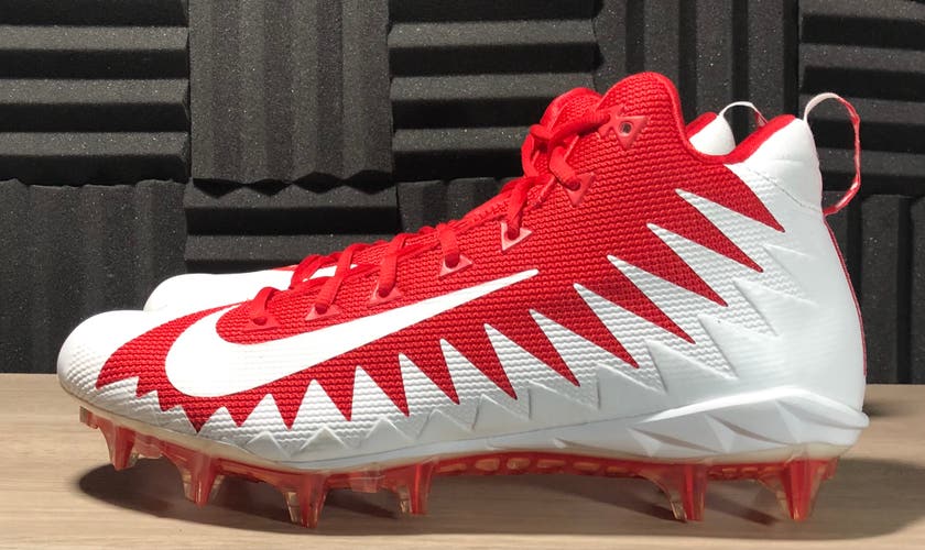 Nike Alpha Menace Pro Mid Football Cleats White Red 871451-611 Men's size 13