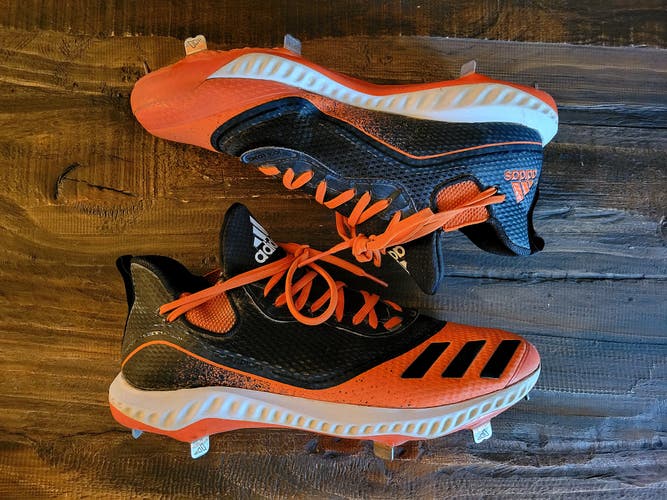 Icon V Bounce Men's Baseball Metal Cleats - Size 12 - Orange/Black - Used