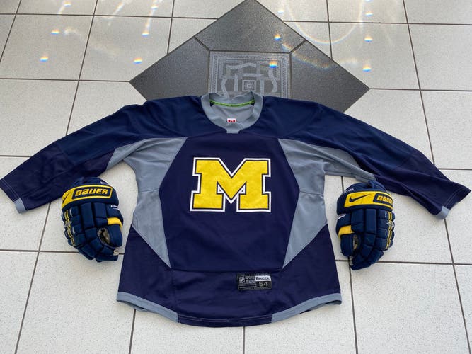 Michigan Bauer Gloves 14” And Reebok Practice Jersey 54