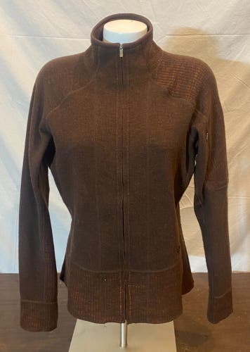 Mountain Hardwear Brown Wool Blend Zip-Front Sweater Women's Large Fast Shipping