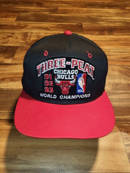 Vintage Rare Chicago Bulls NBA 3 Peat Champion Sports Hat Cap Vtg