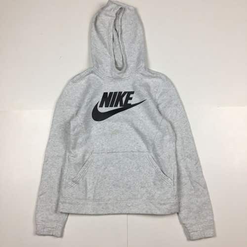 Nike Sportswear Club Fleece Pullover Hoodie Sweatshirt Light Gray Kid's Large