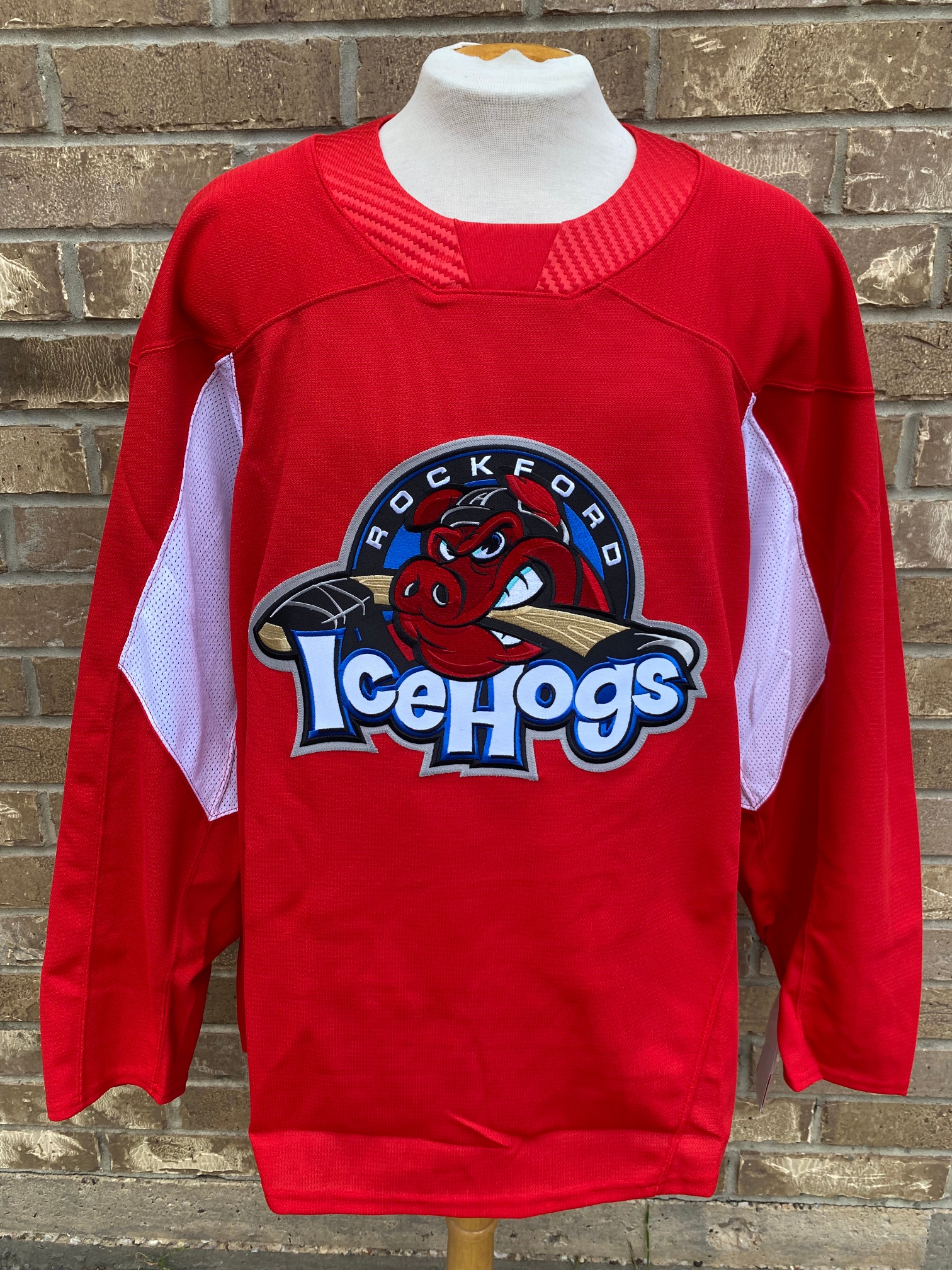 NEW CCM QuickLite Rockford Ice Hogs Pro Stock Jersey RED 8304