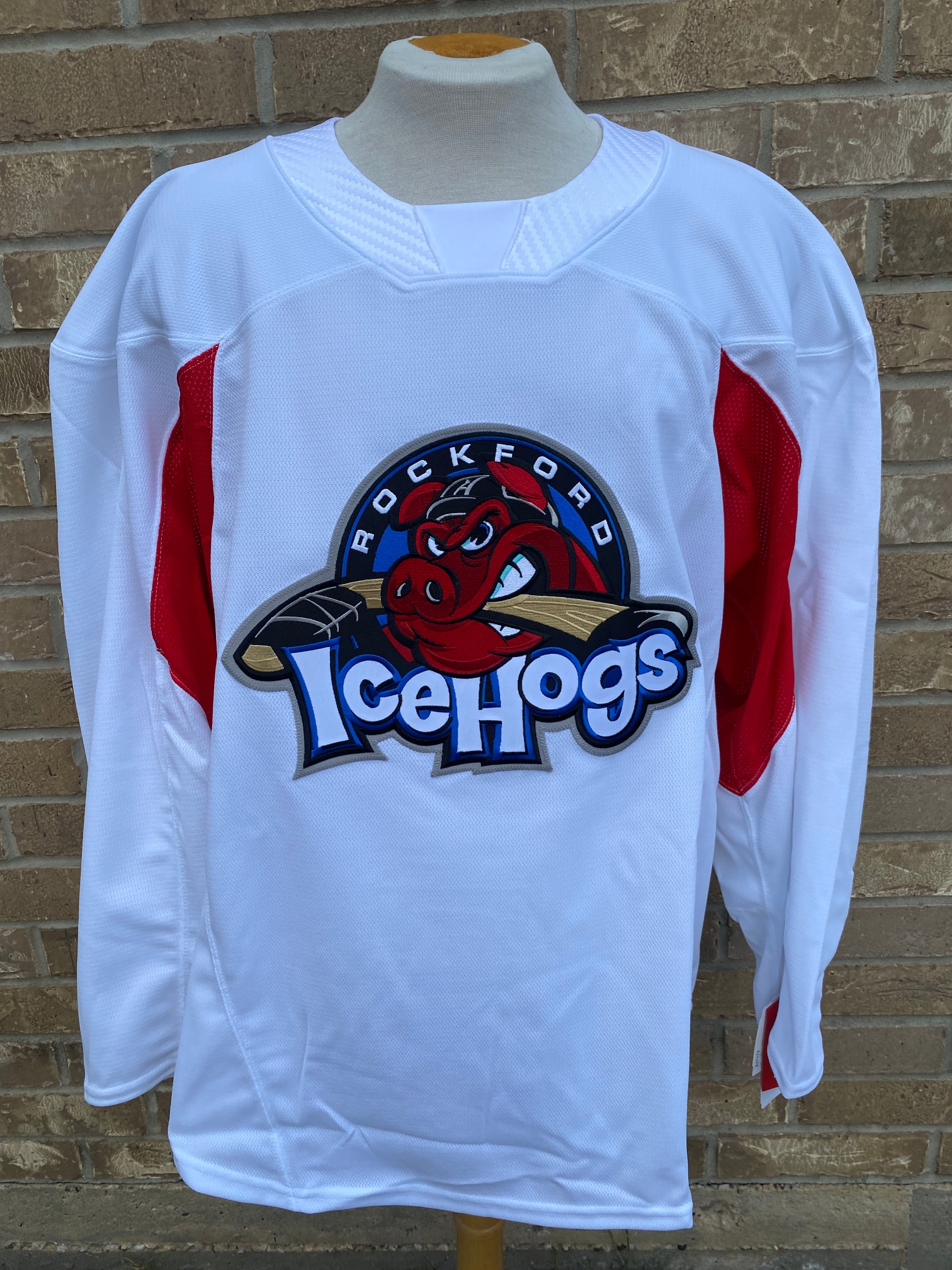 NEW CCM QuickLite Rockford Ice Hogs Pro Stock Jersey WHITE 8304