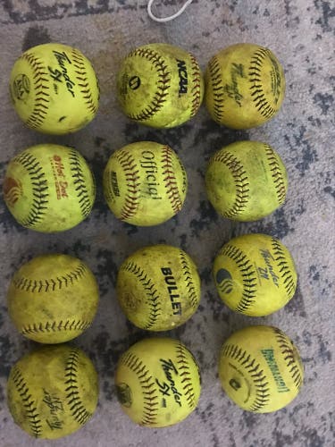 Used practice softballs