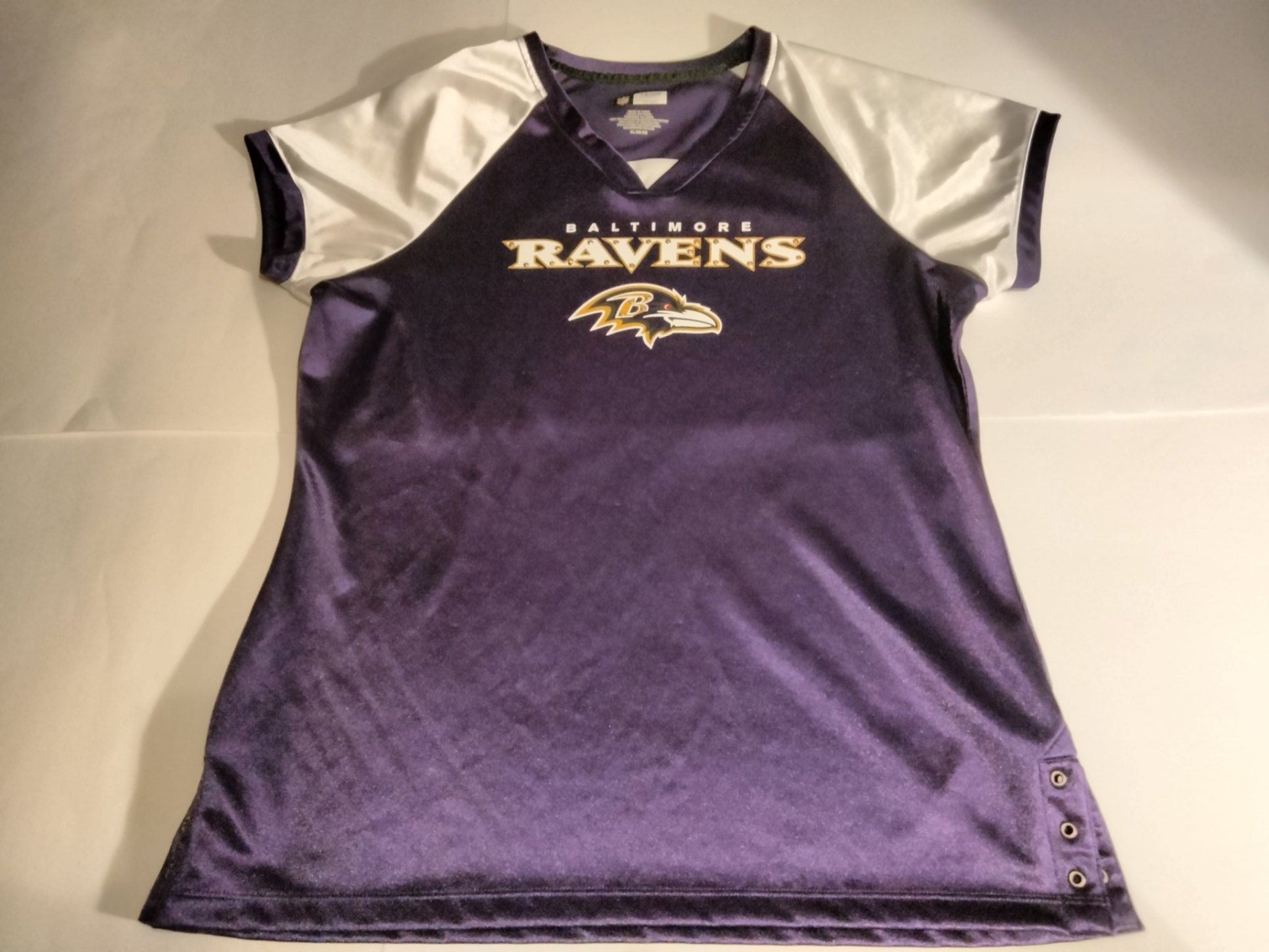 Baltimore Ravens Polo Shirt Men Large Purple Black Cotton Plain