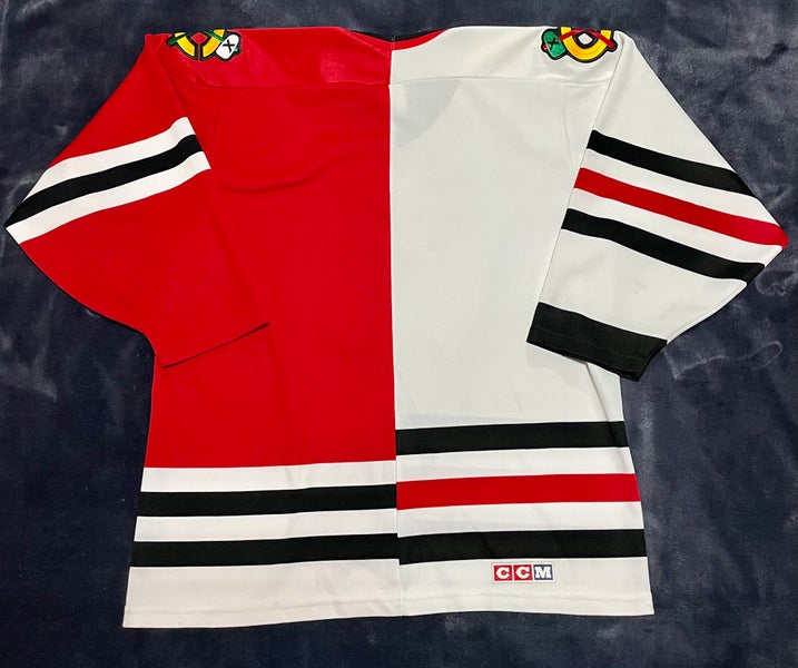 Chicago Blackhawks Blank Red Black White CCM Jersey Mens Large Vintage +  PATCH!!