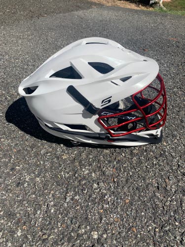 Cascade S Lacrosse Helmet - White with Red Chrome face mask ($300 Retail)