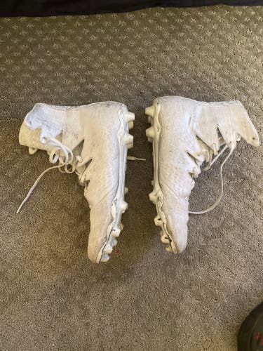 White Men's Turf Cleats High Top Highlight