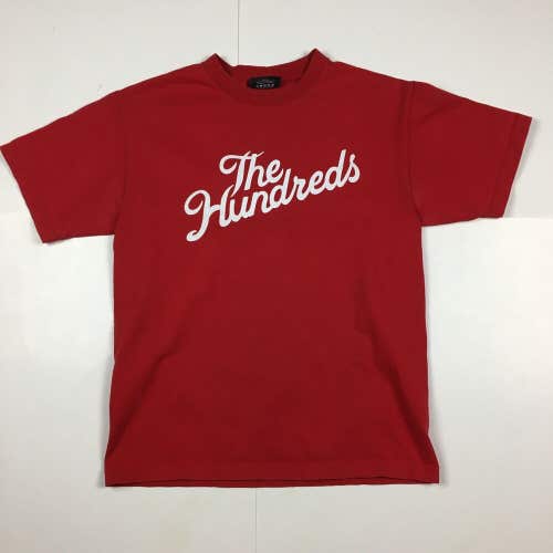 The Hundreds Red Script Logo T-Shirt Streetwear Men's Black Sz Medium