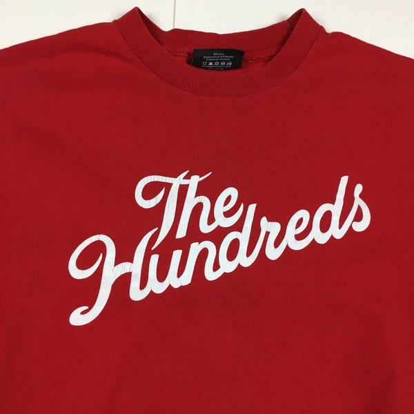 The Hundreds Red Script Logo T-Shirt Streetwear Men's Black Sz