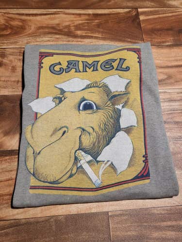 Vintage RARE Joe Camel Cigarettes Rayon Promo Vtg Gray T Shirt Size L/XL