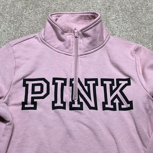 PINK Victorias Secret Pullover Womens XS Pink Quarter Zip Sweatshirt Collar  USA
