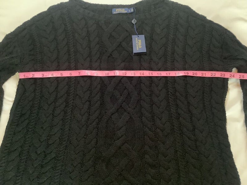 Ralph Lauren Womens Navy Blue Size L Cable Knit Sweater $198 Retail NWT Box A