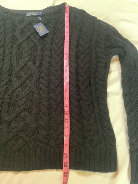 Ralph Lauren Womens Navy Blue Size L Cable Knit Sweater $198 Retail NWT Box A