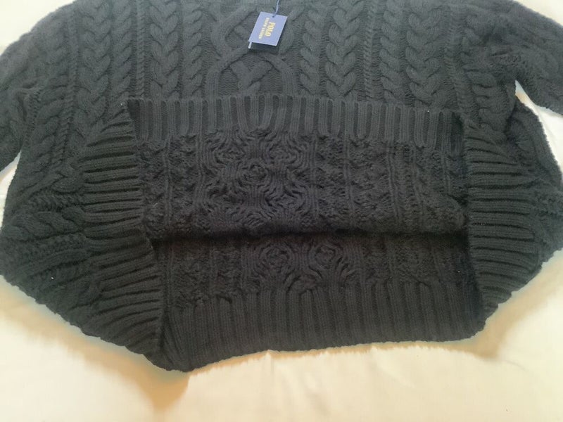 Ralph Lauren Womens Navy Blue Size L Cable Knit Sweater $198 Retail NWT Box A