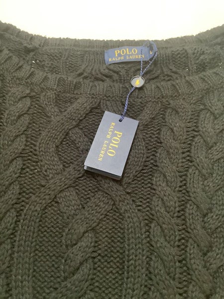 Ralph Lauren Womens Navy Blue Size L Cable Knit Sweater $198 Retail NWT Box A