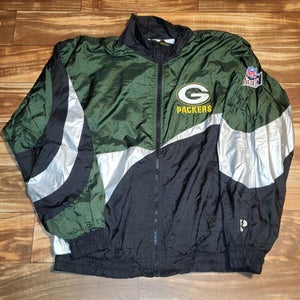 Vintage Green Bay Packers NFL Sports Football Pro Player Windbreaker Jacket L/XL