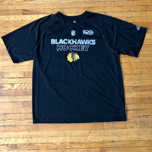 Adidas Chicago Blackhawks Climalite Shirt, NHL 100th Anniversary, Size XL