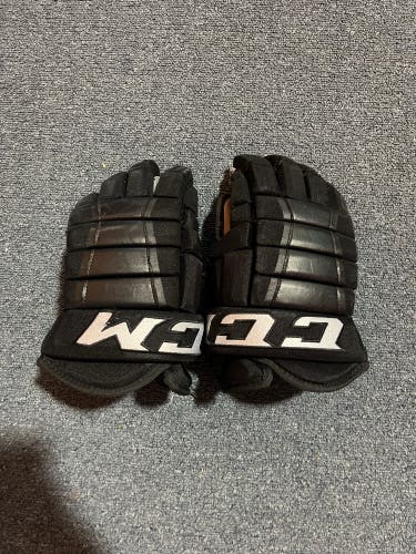 Game Used Black CCM HG97 Pro Stock Gloves Charlotte Checkers Team Issue 14”